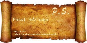 Patai Sándor névjegykártya